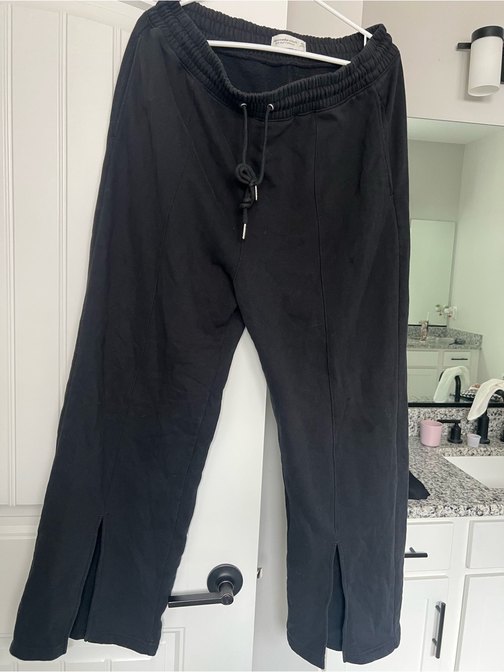 Abercrombie & Fitch Black Drawstring Joggers with Ankle Slits